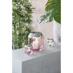 Fink Living Fink Smilla Teelichthalter - Höhe 9 Cm - Ø 9 Cm - Rosa, Silberfarben -Kähler Store unnamed file 1019
