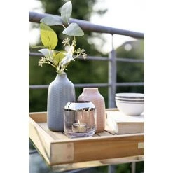 Fink Living Fink Smilla Teelichthalter - Höhe 9 Cm - Ø 9 Cm - Silberfarben, Transparent -Kähler Store unnamed file 1022