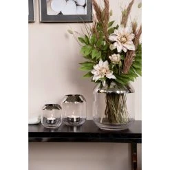 Fink Living Fink Smilla Teelichthalter - Höhe 9 Cm - Ø 9 Cm - Silberfarben, Transparent -Kähler Store unnamed file 1023