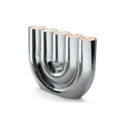 Philippi Double U Teelichthalter - 22x4,5x15 Cm - Silberfarben -Kähler Store unnamed file 1027