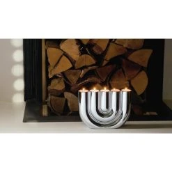 Philippi Double U Teelichthalter - 22x4,5x15 Cm - Silberfarben -Kähler Store unnamed file 1028