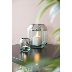 Fink Living Fink Smilla Teelichthalter - Höhe 9 Cm - Ø 9 Cm - Grün, Silberfarben -Kähler Store unnamed file 1062