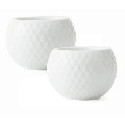 Lyngby Porcelaen Lyngby Porcelæn Rhombe Teelichthalter 2er Set - 2 Stück à H 4,6 Cm - Ø 6,5 Cm - Weiss