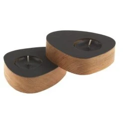Lind DNA Curve Nupo Teelichthalter - 2er Set - 2er Set - 8x10x5,6 Cm - Nature/black