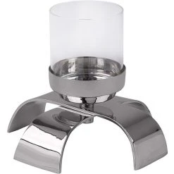 Fink Living Fink AARON Teelichthalter - 1-flammig - 18x18x15 Cm - Silberfarben