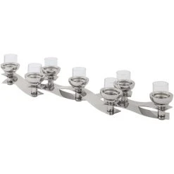 Fink Living Fink PAREO Kerzenhalter - 7-flammig - Höhe 13 Cm - Silberfarben