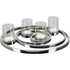 Fink Living Fink UNIVERSE Teelichterkranz - 4-teilig - Ø 27 Cm - Klar- Silberfarben