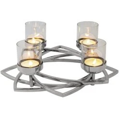Fink Living Fink ZAPPORA Leuchterkranz - 4-flammig - Ø 43 Cm - Höhe 15 Cm - Silberfarben -Kähler Store unnamed file 1245