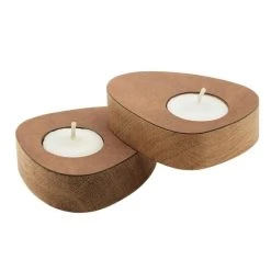 Lind DNA Curve Nupo Teelichthalter - 2er Set - 2er Set - 8x10x5,6 Cm - Nature/nature