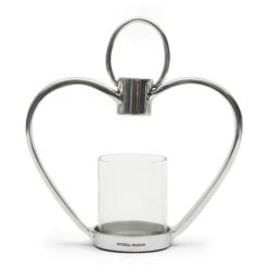 Riviera Maison Rivièra Maison Heart Teelichthalter - 23x11,5x24 Cm - Silberfarben