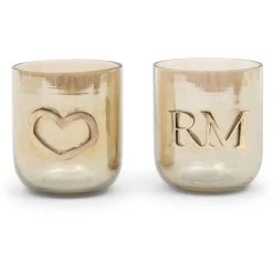 Riviera Maison Rivièra Maison Love Teelichthalter Im 2er-Set - 2er-Set - Ø 9 Cm - Höhe 10 Cm - Goldfarben