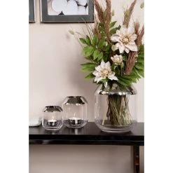 Fink Living Fink Smilla Teelichthalter - Höhe 14 Cm - Ø 12 Cm - Silberfarben, Transparent -Kähler Store unnamed file 1368