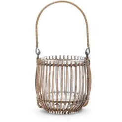 Riviera Maison Rivièra Maison Rustic Rattan Vertical Teelichthalter - Ø 11 Cm - Höhe 11 Cm - Braun