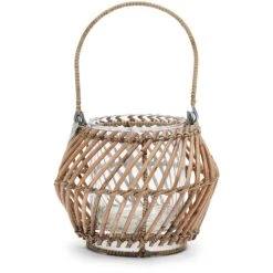 Riviera Maison Rivièra Maison Rustic Rattan Diagonal Teelichthalter - Ø 13,5 Cm - Höhe 11 Cm - Braun