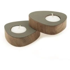 Lind DNA CURVE Nupo Teelichthalter - 2er-Set - 2er-Set: 8x10x5,6 Cm - Army Green
