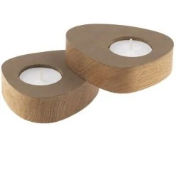 Lind DNA CURVE Nupo Teelichthalter - 2er-Set - 2er-Set: 8x10x5,6 Cm - Brown