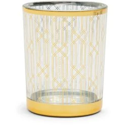 Riviera Maison Rivièra Maison Graphic Lines Teelichthalter - Ø 10 Cm - Höhe 12,5 Cm - Goldfarben