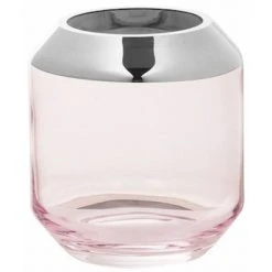 Fink Living Fink Smilla Teelichthalter - Höhe 9 Cm - Ø 9 Cm - Hellrose, Silberfarben