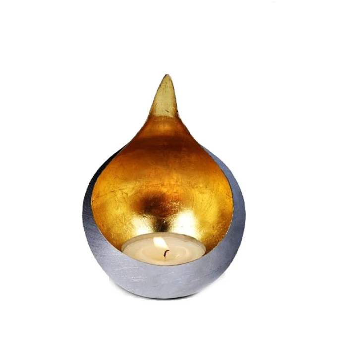 Lambert Caldera Windlicht - Höhe 15 Cm Ø 11,5 Cm - Grau-gold 1 Lambert Caldera Windlicht - Höhe 15 Cm Ø 11,5 Cm - Grau-gold