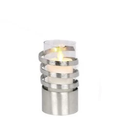 Kähler Store 21 Lambert Spiral Windlicht - Höhe 22cm Ø 11,5 Cm - Silberfarben