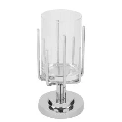 Fink Living Fink LUXOR Kerzenständer Mit Fuß - Ø 14 Cm - Höhe 25 Cm - Vernickelt / Glas