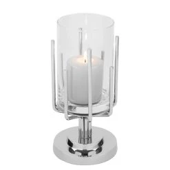 Fink Living Fink LUXOR Kerzenständer Mit Fuß - Ø 14 Cm - Höhe 25 Cm - Vernickelt / Glas -Kähler Store unnamed file 253