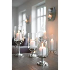 Fink Living Fink LUXOR Kerzenständer Mit Fuß - Ø 14 Cm - Höhe 25 Cm - Vernickelt / Glas -Kähler Store unnamed file 254