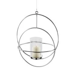 Fink Living Fink LUA Stumpenhalter - 44 X 37 X 53,5 Cm - Vernickelt Mit Glasstulpen