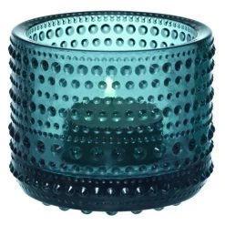 Kähler Store 27 Iittala Kastehelmi Windlicht Stimmungsbeleuchtung - Ø 6,4 Cm - Seeblau
