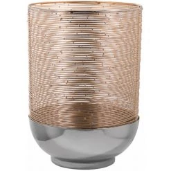 Kähler Store 29 Fink Living Fink NATALIE Windlicht - Höhe 27 Cm - Ø 20 Cm - Goldfarben, Silberfarben