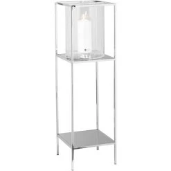 Fink Living Fink LEXA Windlicht - 26x26 Cm - Höhe 91 Cm - Silberfarben