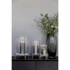 Fink Living Fink YONO Windlicht Mit Glas - Höhe 29 Cm - Ø 15 Cm - Silberfarben -Kähler Store unnamed file 51