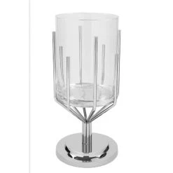 Fink Living Fink LUXOR Kerzenständer XXL Mit Fuß - Ø 30 Cm - Höhe 53 Cm - Vernickelt / Glas