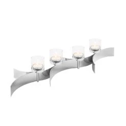 Fink Living Fink MELODY Teelichthalter 4-flammig - Länge 58,5 Cm - Höhe 11 Cm - Vernickelt