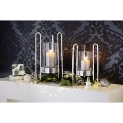 Fink Living Fink CHALI Windlicht Mit Glas - Höhe 45 Cm - Silberfarben -Kähler Store unnamed file 587