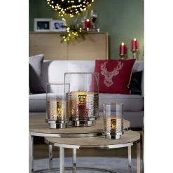 Fink Living Fink BIALA Windlicht Mit Glas - Höhe 20,5 Cm - Ø 12,6 Cm - Silberfarben -Kähler Store unnamed file 778