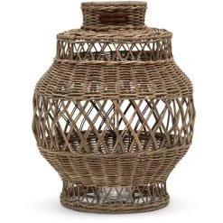 Riviera Maison Rivièra Maison Rustic Rattan Windlicht - Ø 33 Cm - Höhe 40 Cm - Open Weave