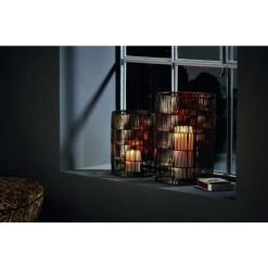 Philippi Suriname Windlicht - 2er Set - 2er-Set: Groß: Ø 25 Cm - Höhe 38 Cm, Klein: Ø 20 Cm - Höhe 28 Cm - Silberfarben -Kähler Store unnamed file 910