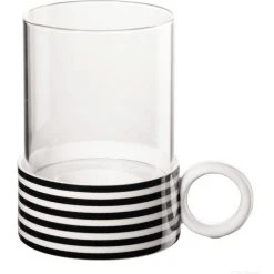 ASA Memphis Striped Windlicht - Ø 8,4 Cm - Höhe 12 Cm - Weiß