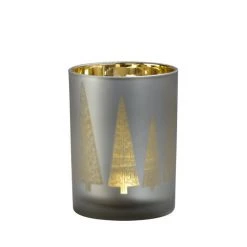 Sompex Awhia Tannen Windlicht - 10 X 10 X 13 Cm - Gold-grau